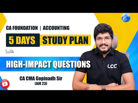 CA Foundation Accounting 🕒 5-Day Study Plan 🚀| High-Impact Questions by CA CMA Gopinadh Sir (AIR 23)