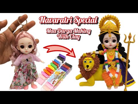 Navaratri Special🙏🎊💕Cute Maa Durga Making With Clay 💕🙏🥥🌺Jai Maa Durga🙏🥥🌺 #dussehra