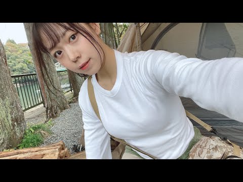 【湖畔で無骨ギア】焚き火ラーメン牛タン入り 男性に囲まれるキャンプ泊 / relaxing in the sleeping bag [Japanese solo camping girl]