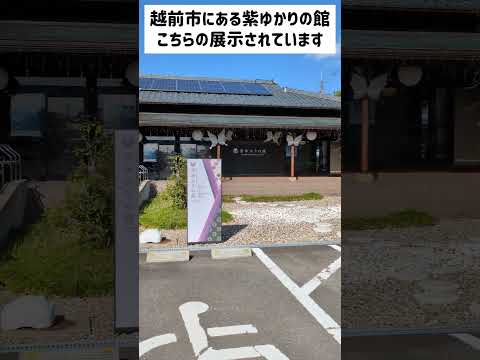 後ろから「だーれだ」ってされるのを待ってる紫式部がいる【紫ゆかりの館】見れないけど、どんな顔してると思う？福井駅に恐竜増えてるから眉間に皺寄せてるかもね。越前たけふ駅の前は村田製作所だもんね。