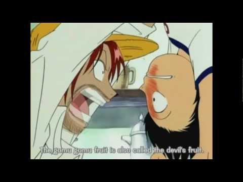 Luffy eats the devil fruit (gomu gomu no fruit)