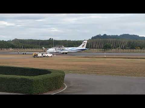 トラート空港にスポットインするバンコク・エアウェイズPG307