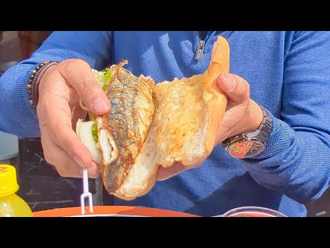 Trying the famous Fish Sandwich in Istanbul