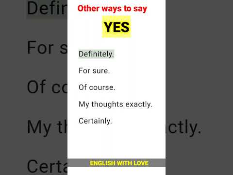 know the alternative of 'YES' #english #vocabulary #basicenglish #viral #englishgrammar #grammar