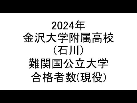 金沢大学附属高校(石川) 2024年難関国公立大学合格者数(現役)