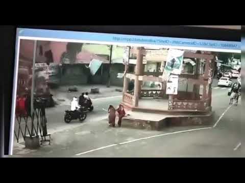 After the incident - CCTV footage outside the Pitambara temple in Datia. Many narrowly survived.