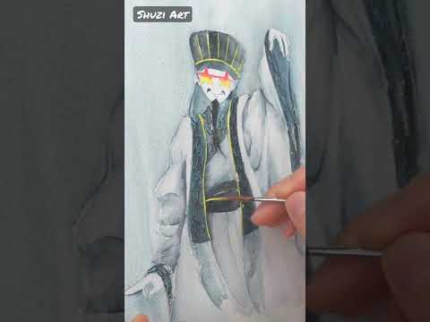 Anime Watercolor Painting | Ya Boy Kongming | #shorts