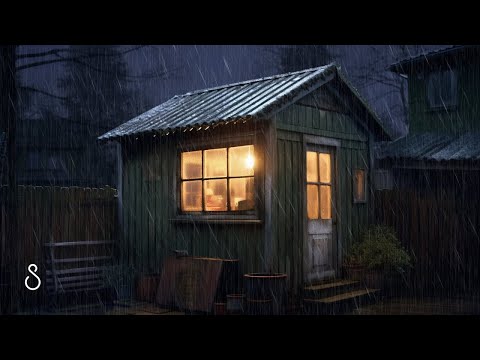 Heavy Rain On Tool Shed 💦 Black Screen | 12 Hours | Sleep In Series