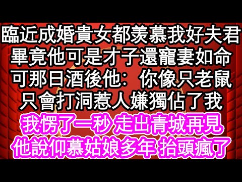 臨近成婚貴女都羡慕我好夫君，畢竟他可是才子還寵妻如命，可那日酒後他：你像只老鼠，只會打洞惹人嫌獨佔了我，我愣了一秒 走出青城再見，他說仰慕姑娘多年 抬頭瘋了| #為人處世#生活經驗#情感故事#養老