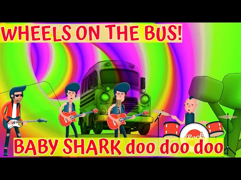 Wheels On The Bus Rock & Roll Preschool Learning | Baby Shark Kids Song | Nursery Rhymes