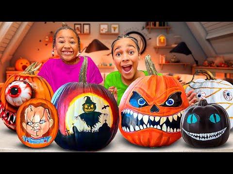 Cali Paints Pumpkins for Halloween! 🎃