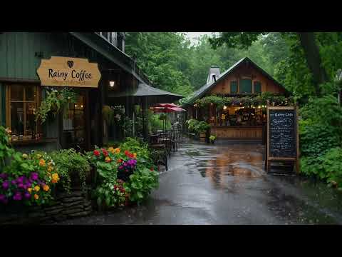 Drift Off with Relaxing Rain Showers 🌧️ Outside Café Ambience for Rest, Focus or Study 🌧️ ASMR Rain