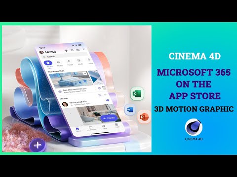 HOW TO CREATE The Microsoft Office 365 app IN CINEMA 4D, SIMULATE SURFACE PROJECT INCLUDED