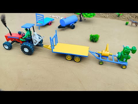 mini creative diy tractor mini petrol pump for truck full loading bricks science project