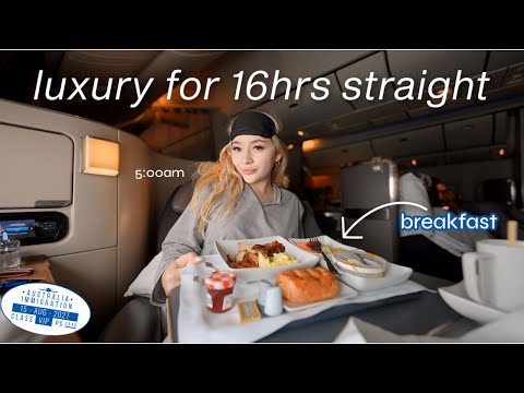 Flying FIRST CLASS on a 15hr flight to Australia | surfing, exploring Sydney, swimming