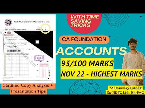 Accounts Highest Marks 93/100 Nov-22 - CA Foundation Paper Analysis + Tips #cafoundation #accounts