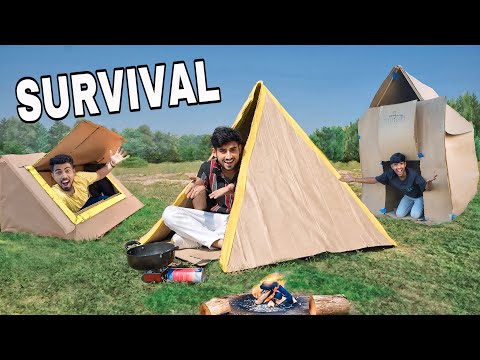 Night survival challenge in low to high budget cardboard house