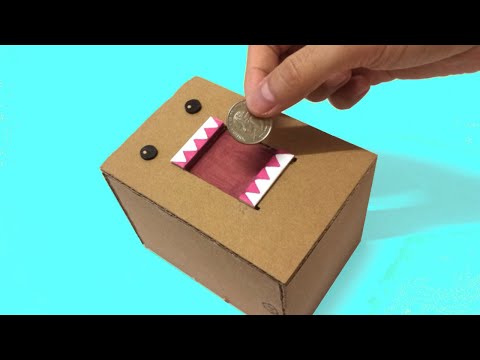 How to make a Money Eating Monster Coin Box from CardBoard - Domo