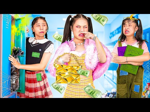 First Day Of Rich Baby Doll In Poor School - Funny Stories About Baby Doll