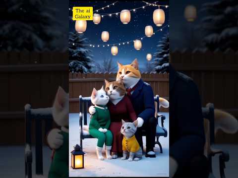 Cat family celebrating new year #catvideos #catvideo #shorts #shortsfeed #aicatstories