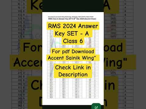 RMS Answer Key 2024 Class 6 | Set A