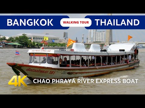 Chao Phraya River Express boat [4k] 🇹🇭 Public transport in Bangkok 2023