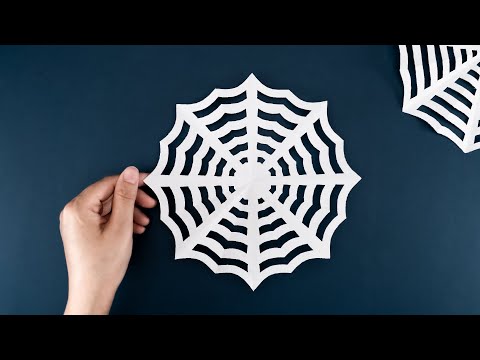 How to make a Spider Web out of paper - Easy Kirigami Spider Web - Halloween Decor