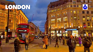 London Sunset Walk 🇬🇧 Luxury Shopping BOND, OXFORD & REGENT Street | Central London Walking Tour HDR