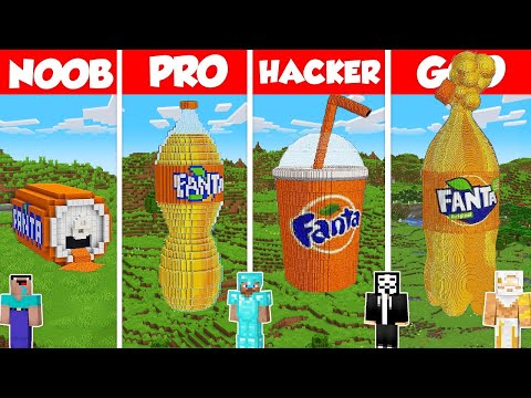 Fanta Drink Build Battle Challenge - Noob vs Pro vs Hacker vs God - Minecraft Animation