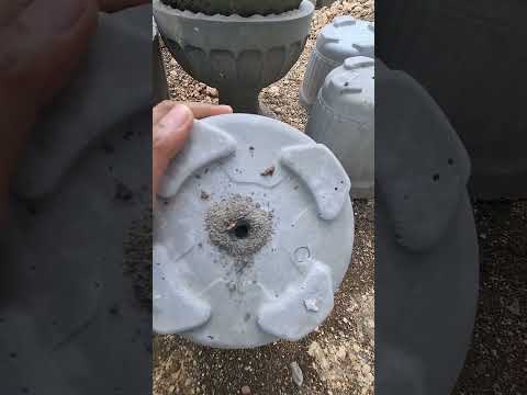 Drilling drainage holes in cement pots #shorts