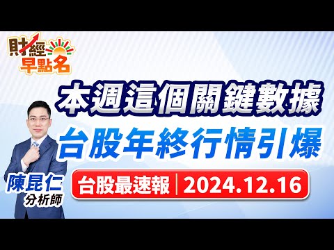 【本週這個關鍵數據 台股年終行情引爆】2024.12.16 台股盤前 #財經早點名