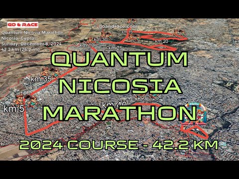 Quantum Nicosia Marathon (2024): fly over the marathon course! Video of the race path.