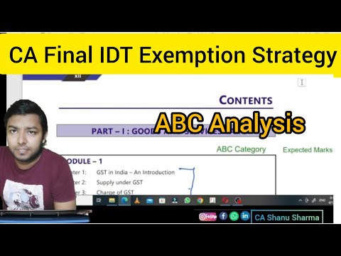 CA Final Indirect Tax (IDT) 60+ Strategy | ABC Analysis | Important Chapters |Exemption Strategy