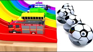 Learn Colors with PACMAN VS SchoolBus and Farm Magic Slide and Surprise Toy Street Vehicle #pacman