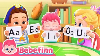 📚 Short Vowel Song | EP90 | Learn A E I O U Alphabets with Bebefinn | Best Kids Songs