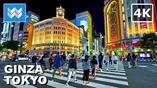 [4K] Ginza Shopping District in Tokyo Japan 🇯🇵 2024 Chuo-Dori Street Night Walking Tour Travel Vlog