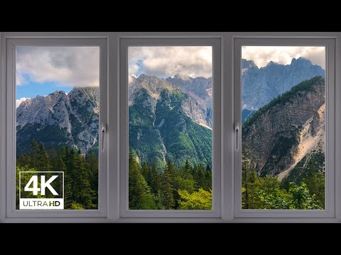 4K Mountain window view - Relaxing, Calming, Ambience