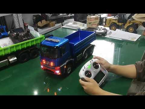 LESU Metal 1/14 RC Hydraulic Dump Truck 6x6 3-way Remote Control Tipper Cars