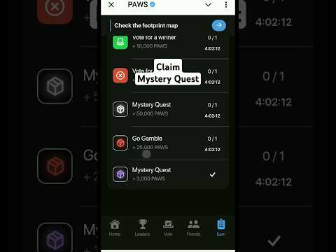 Paws Mystery Quest Claim,Paws Today Task Earn 3000 Paws, paws Airdrop Listing Soon join Fast