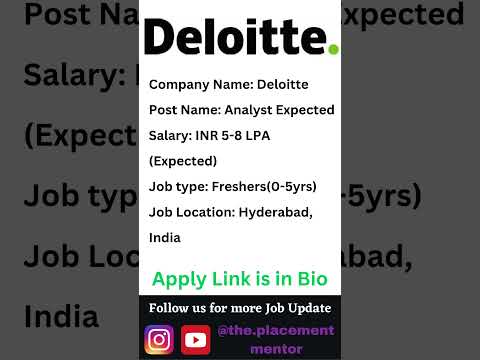 Deloitte Recruitment | Deloitte is hiring 2024 |