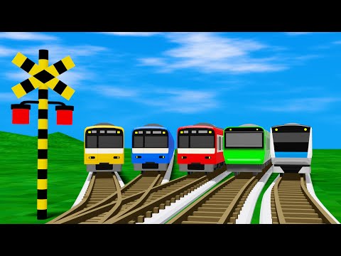 【踏切】でこぼこ線路を走る京急や山手線の電車【カンカン】 | 踏切アニメ Railroad Crossing Animation