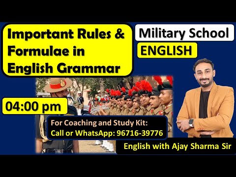 Important English Formulae & Rules | Military School | RMS | Sainik School Best YouTube Teacher