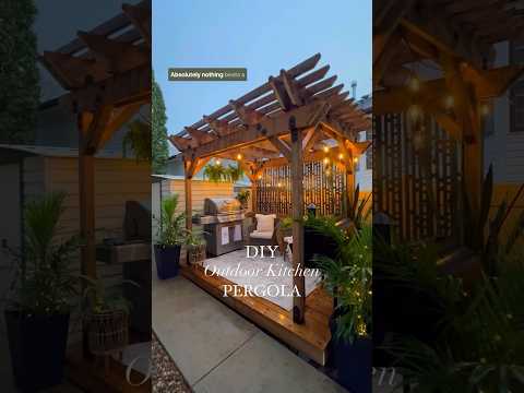 DIY Pergola, Outdoor Kitchen! ☀️ #diy #diyprojects #outdoorkitchen #patio #gardendesign #diyproject