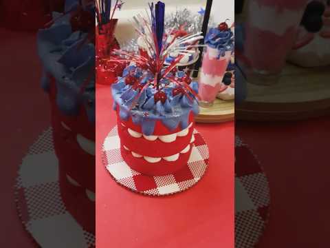 Let’s Fake Bake a mini tiered patriotic cake! #fakebake #Patriotic #peepthisyall