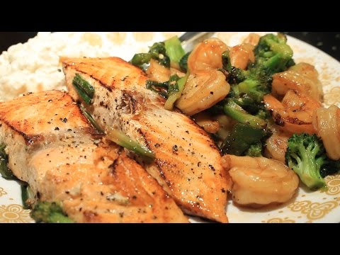 Best Spicy Salmon Shrimp & Broccoli Easy ~ One Pan Dish