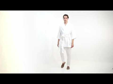 ATHOA WHITE LINO KIMONO