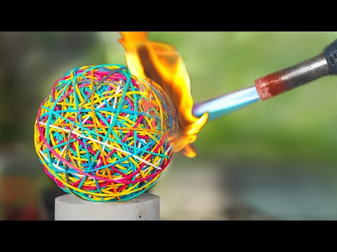 Experiments: Rubber Band Ball VS Gas Torch