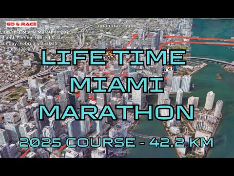 Life Time Miami Marathon 2025: fly over the marathon course! Video of the race path.