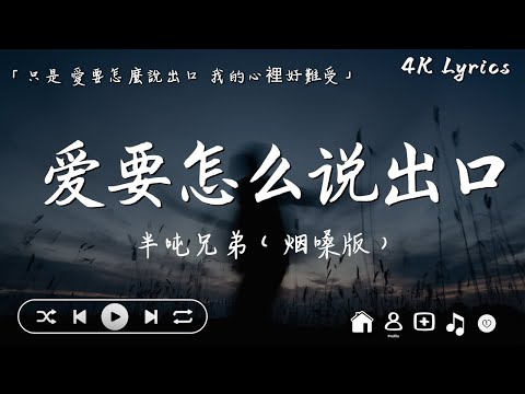 半噸兄弟   愛要怎麼說出口（煙嗓版）「只是 愛要怎麼說出口 我的心裡好難受」【動態歌詞】♪