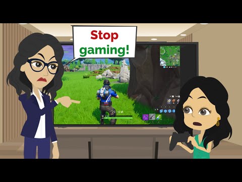 Don't play Fortnite, Nora! Easy English story | English conversation practice | No Aliens